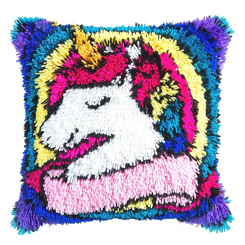 Единорог Вышивка Подушка крюк карабин наборы гобеленов Сделай Сам ковер вышивка