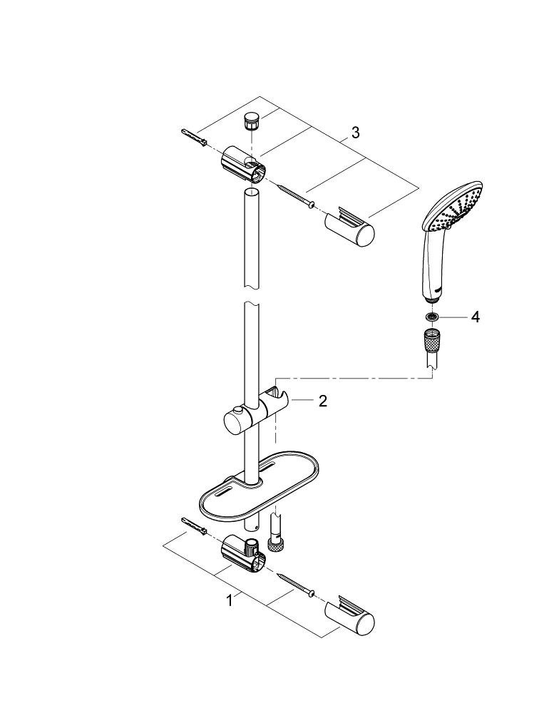 Душевой гарнитур GROHE Euphoria (ручной душ штанга 600 мм шланг 1750 мм) хром (27231001) |