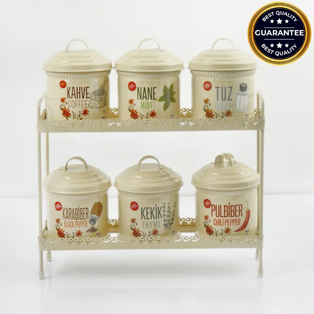 

Jars For Spices Organizer With Wrought Iron Stand Vintage Kitchen Spice Rack Sugar Bowl For Home Jar Set Container With Lids Sal