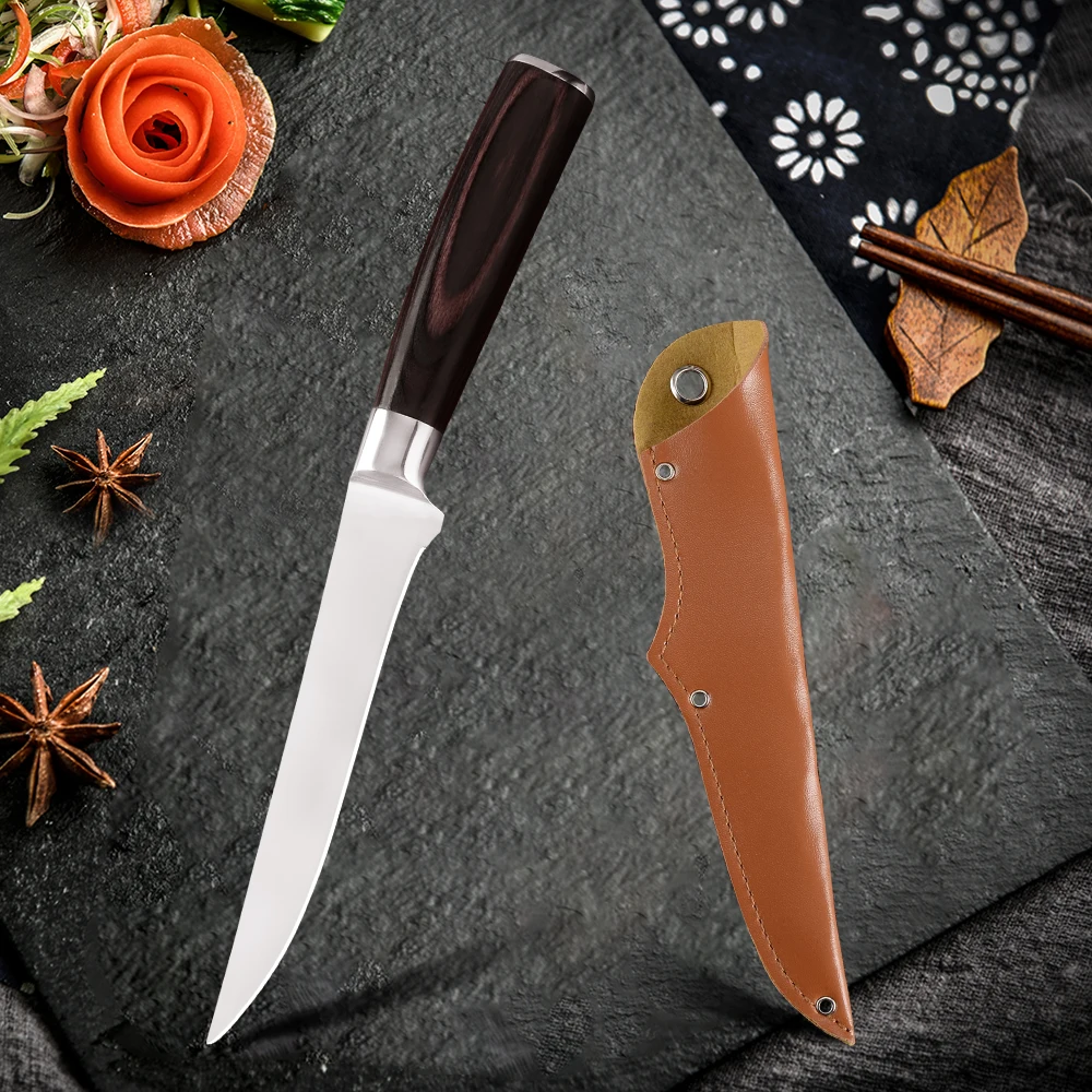 Дамасский нож в японском стиле 5 дюйма для косточек кухонный из нержавеющей стали