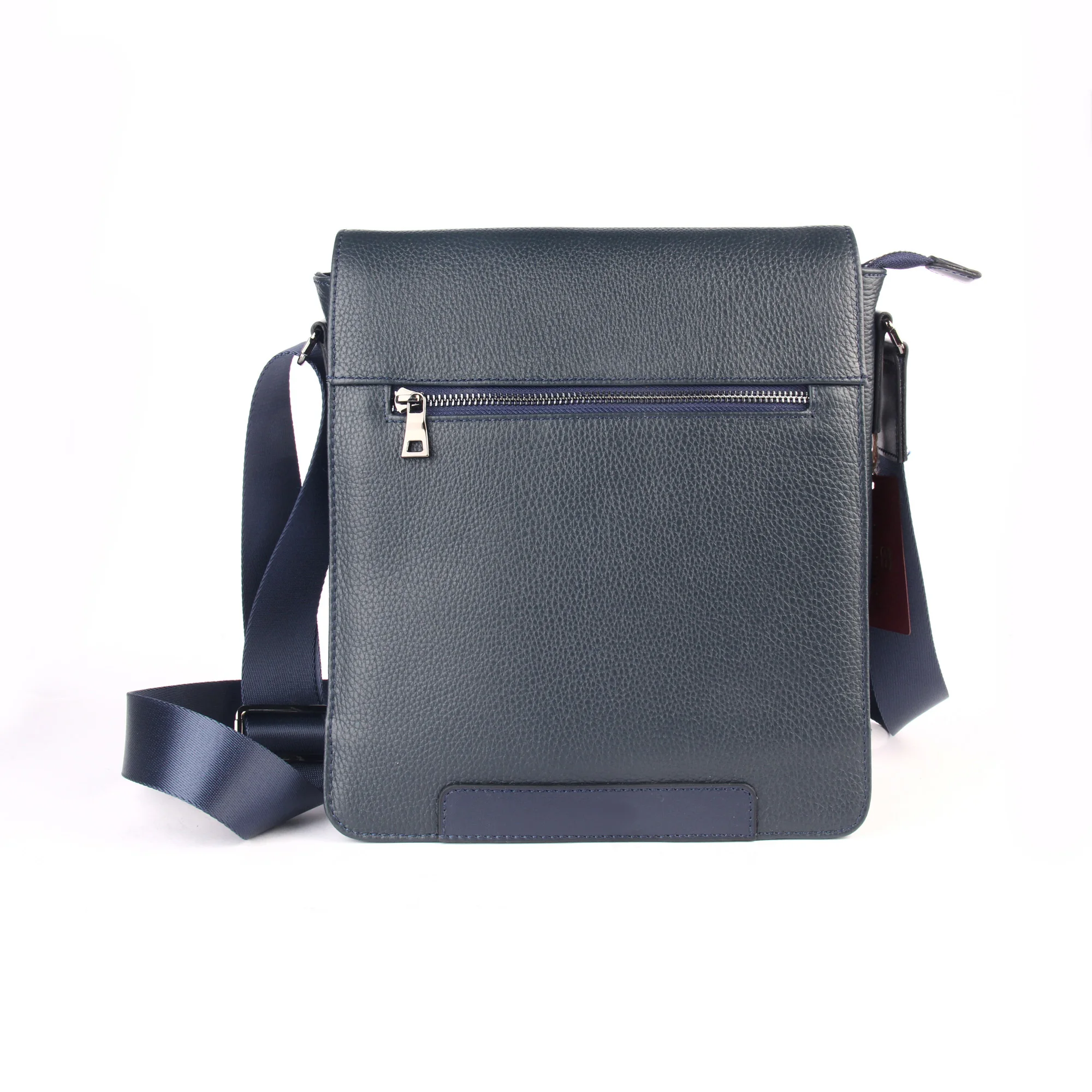 Men's Dark Blue Shoulder Bag, Genuine Calf Leather, Medium Size, 26x28 cm, Magnetic Flip, New Arrival, Messenger Tablet Ipad