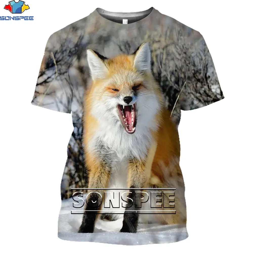 

SONSPEE Kawaii Snow Fox Animal 3D T-shirt Summer Casual Men's T Shirts Fashion Streetwear Harajuku Short Sleeve Clothing Top Tee