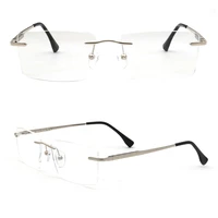 men rectangular rimless eyeglass frames for men square business metal optical glasses frames light spectacles gold silver black