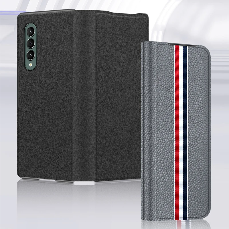 ultra thin genuine leather magnetic flip cover for samsung galaxy z fold 3 fold3 5g case all inclusive phone case free global shipping