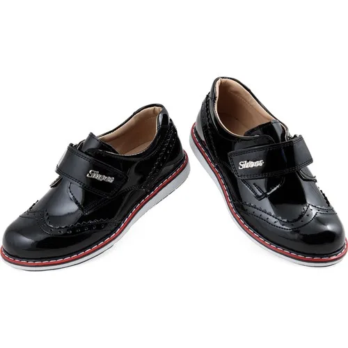 

Captain Junior Male Child Bright Black Leather Shoes Orthopedic Soft Slip-Resistant Outsole Foot Health Put On Four Seasons Suitable for
