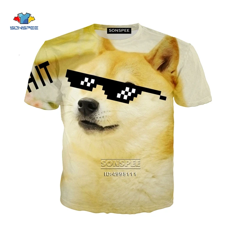 1 SONSPEE 3D принт Для мужчин Для женщин забавные Собаки Уход за кожей лица shiba Inu Doge Повседневное с О-образным вырезом Harajuku футболка Летняя футболка Молодежные Топы A810 - Цвет: 1