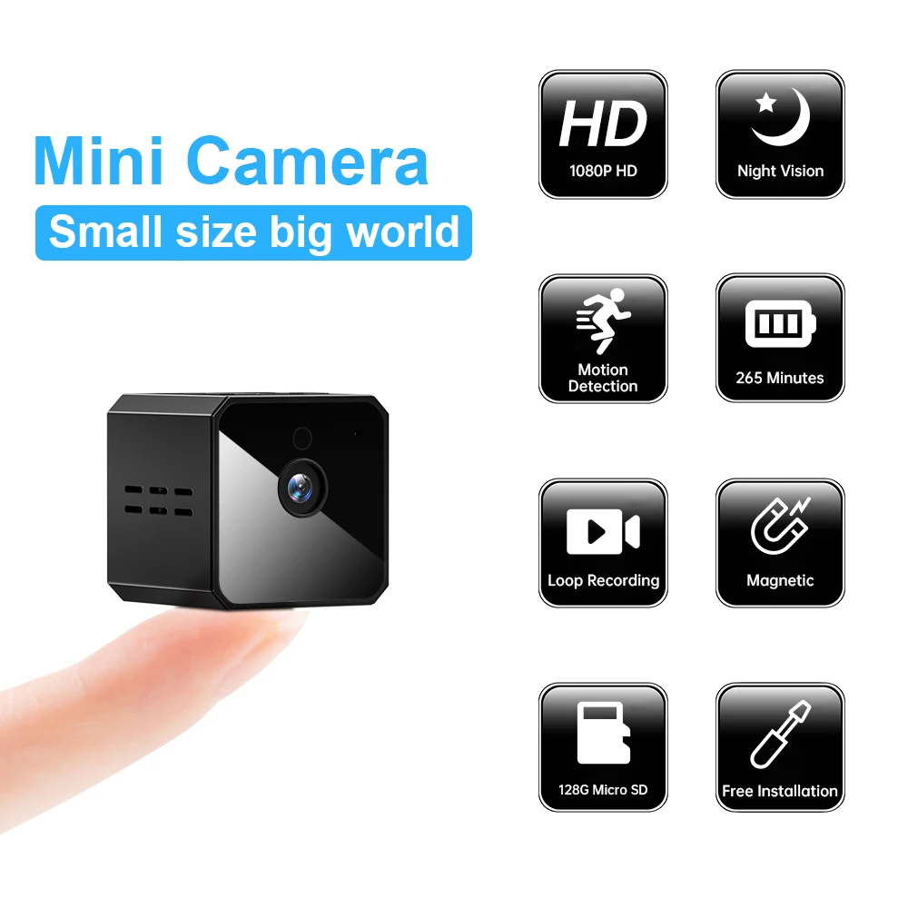 

HD 1080P Магнитная мини-камера для умного дома, Невидимая камера, Экшн-камера, 2 МП, микро-камера ночного видения