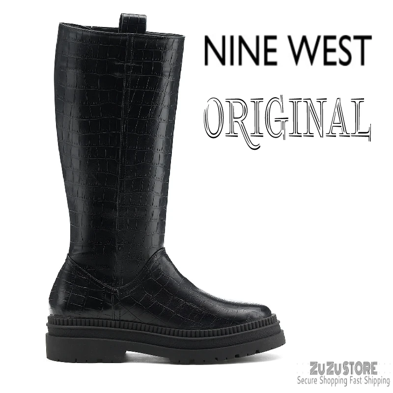 

NINE WEST Original TELSALI 1PR Black And Brown Women's Boots Faux Leather