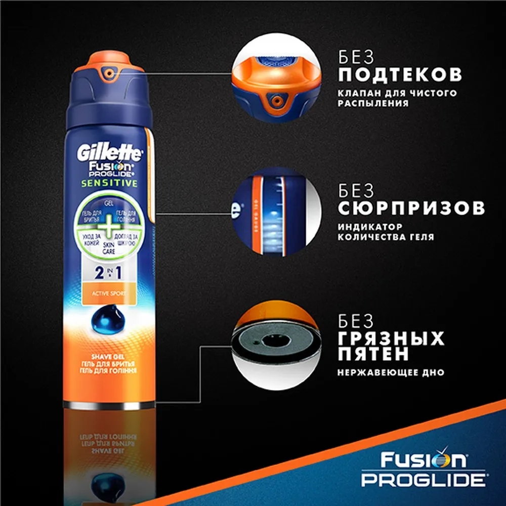 Гель для бритья Gillette Fusion proglide sensitive Active sport 170 мл. | Красота и здоровье
