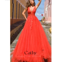 cathy embroidered ball gown evening dress lace straps prom dress robes de soir%c3%a9e custom vestidos de fiesta