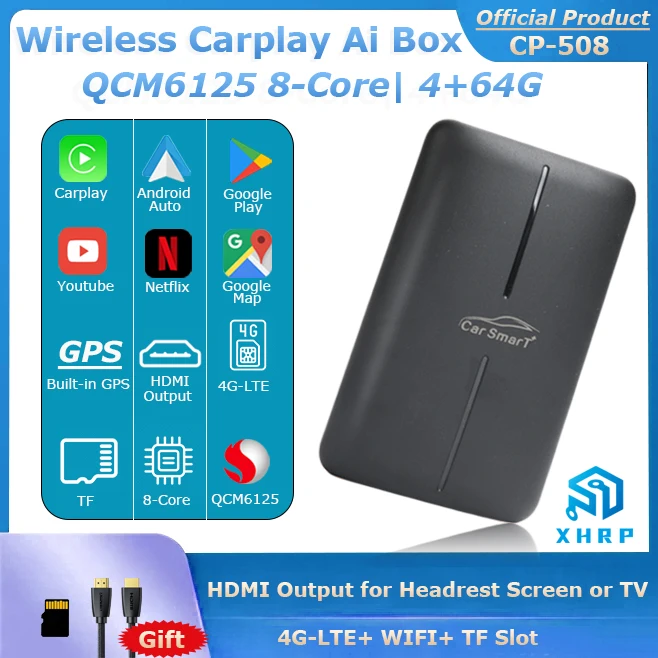 

Wireless CarPlay Ai Box Android Auto OS 10.0 Qcm6125 4+64G 8 Core Netflix Youtube Car Play for Benz AUDI Volvo Ford Toyota Kia