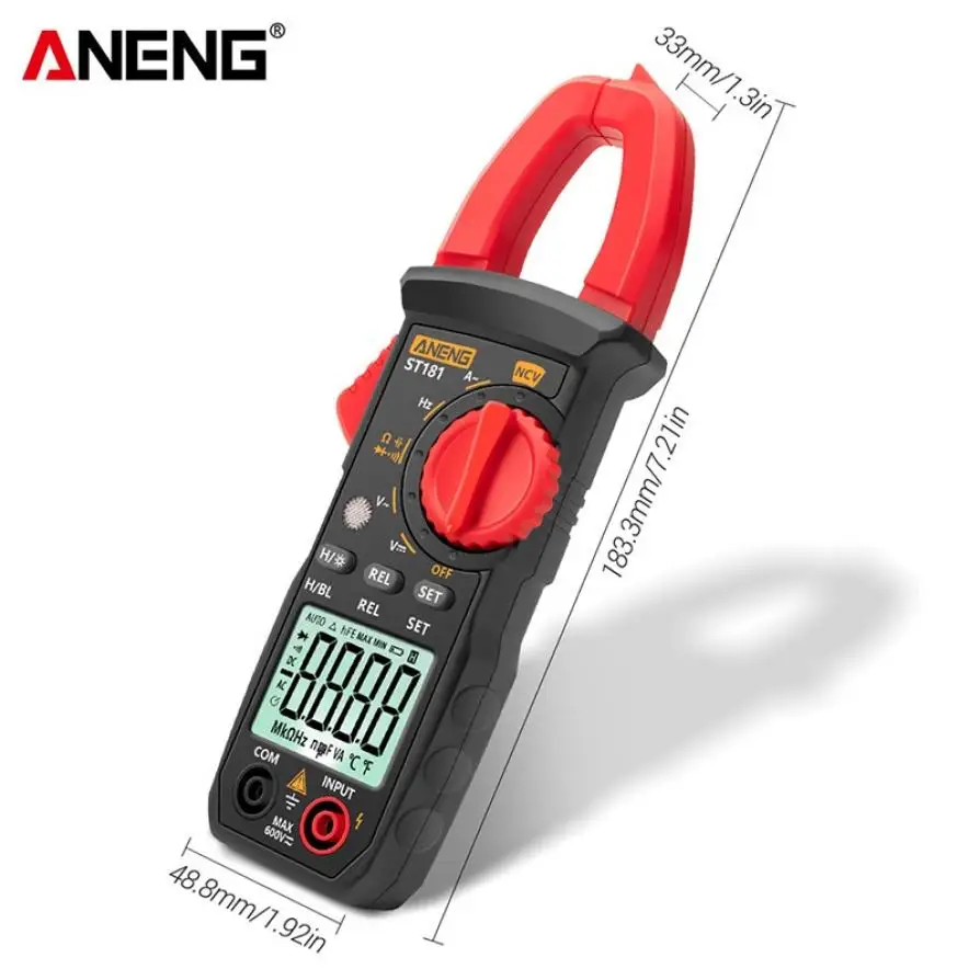 

Portable ST181 Digital Clamp Ammeter Multimeter Automatic Range AC/DC Voltage Current Test Continuity Measure Tester