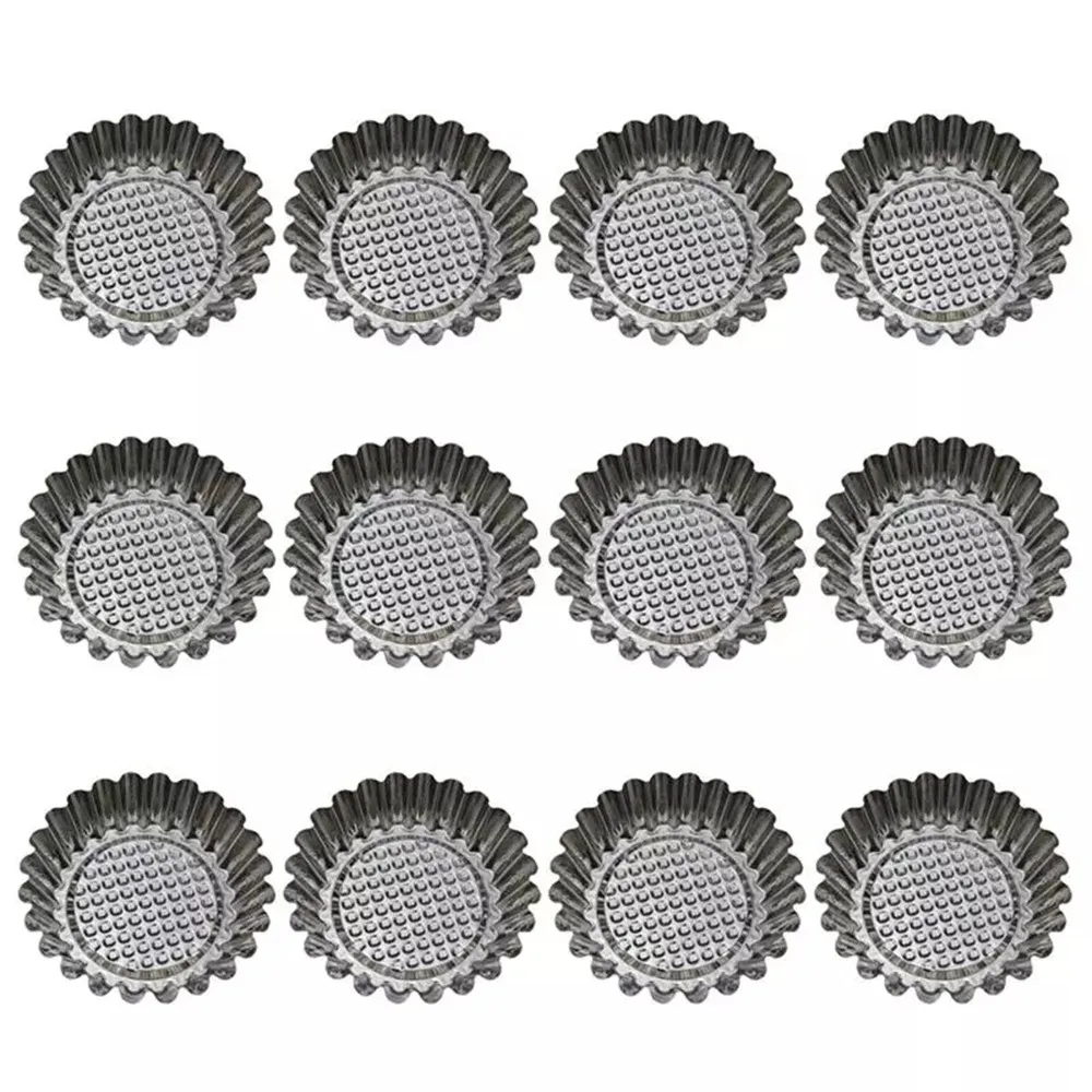 

6/12Pcs Egg Tart Pans Mold Stainless Steel Round Pan Tart Mold Reusable Tartlet Quiche Pans Baking Cups Cake Cookie Mould Pans