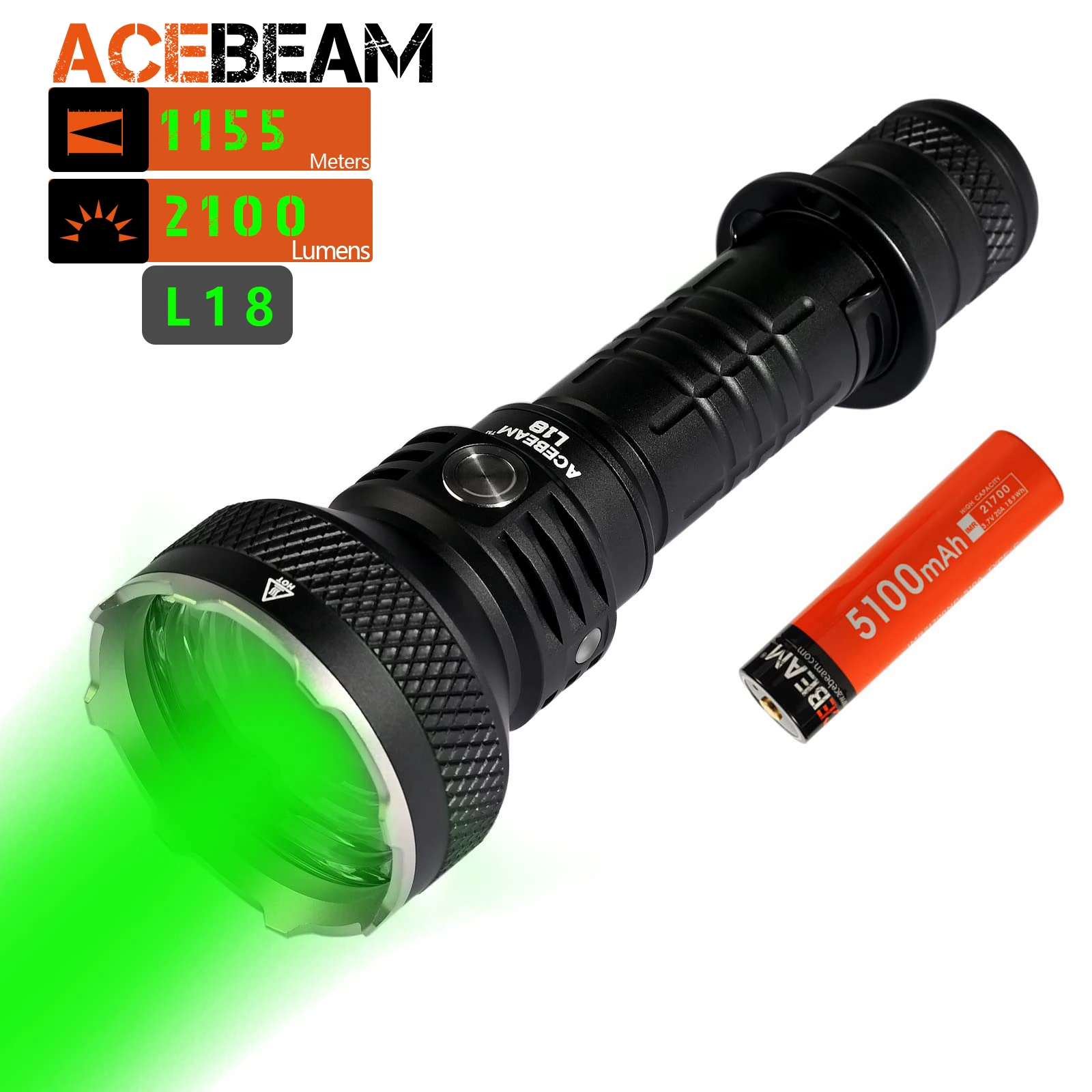 ACEBEAM L18 зеленый охотничий свет 1264 ярдов длинное расстояние бросать 2100 люмен
