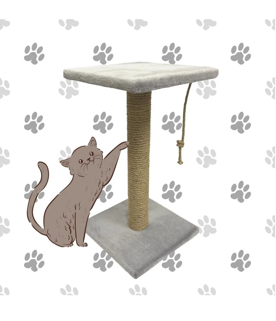 Когтеточка для кошек когтеточка столбик 54x30 см с игрушкой и лежанкой джут мятой. -