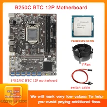 B250C BTC Mining Motherboard PCIE 16X to USB3.0 GPU Slot LGA1151 Support DDR4 DIMM RAM With G3900 CPU For BTC Mining Motherboard