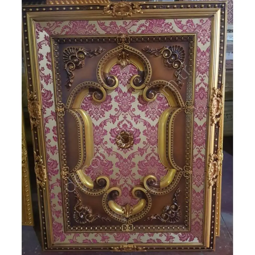 

DECOGOLD Decorative Rectangle Design Brown Colored Vintage Pattern Ceiling Medallion 90x120cm