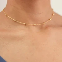 delicate fashion simple small copper bead satellite bead short choker chain necklace goldsilver jewelry for women girls gift