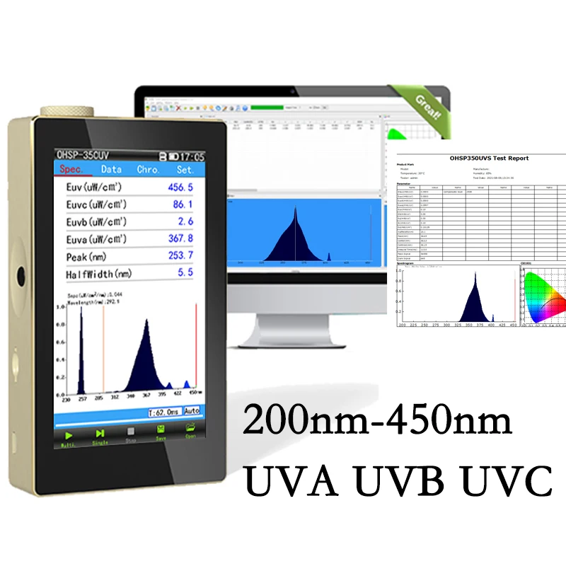 

OHSP350UVS Far-uvc 222nm UV Spectrometer 200-450nm UV Tester