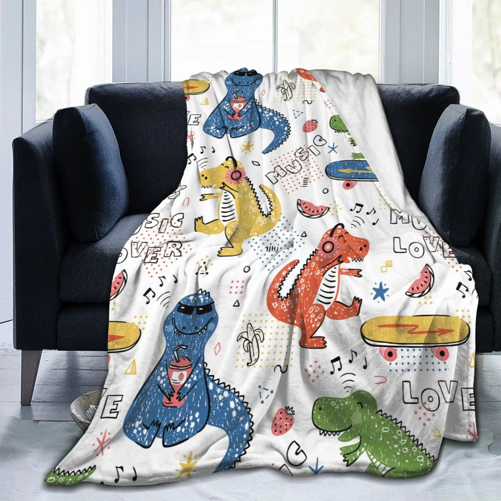 

Cute Dinosaur Funny Decorative New Age Tie Dye Soft Cozy Fleece Blanket Dropship Wholesale Family Winter Flannel Throw Homedecor