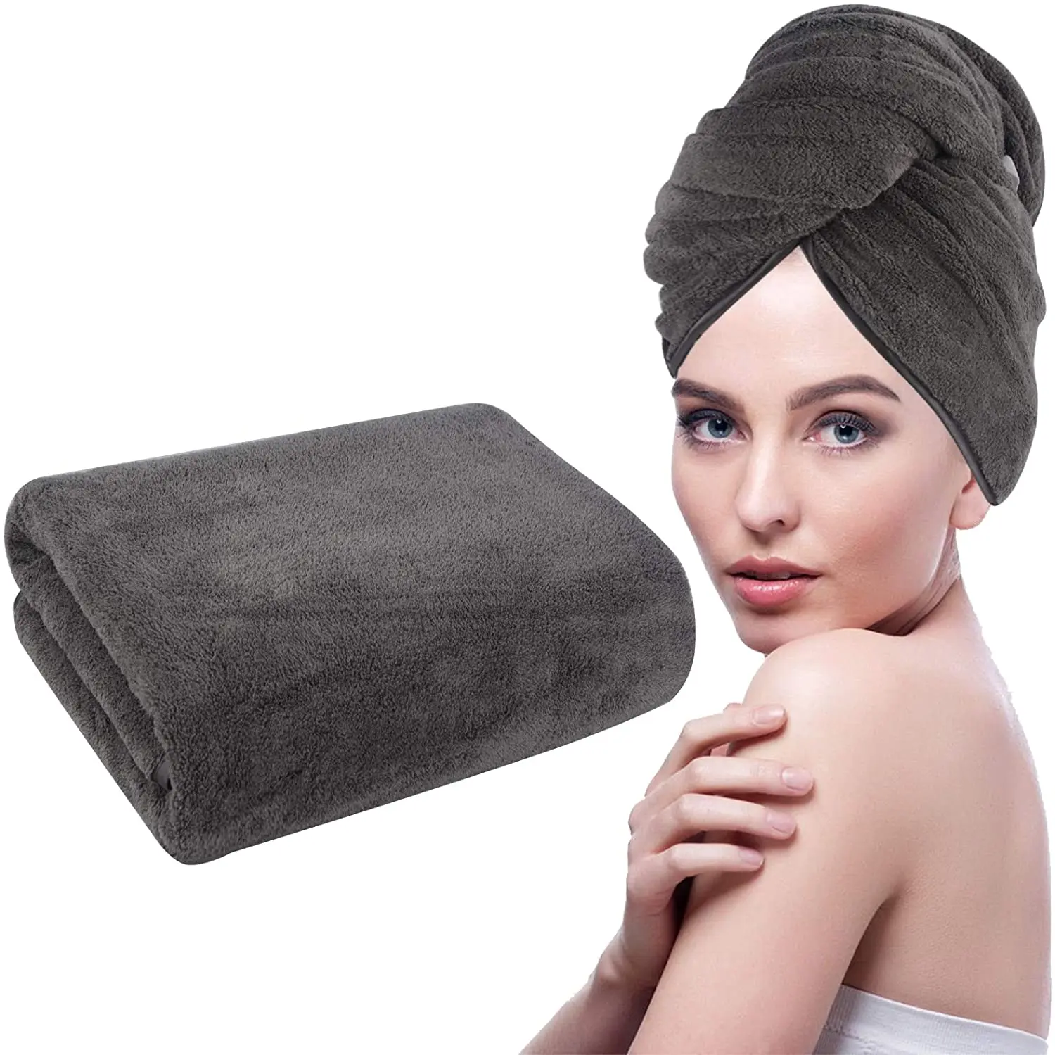 Sinland Super Absorbent Microfiber Hair Drying Bath Towel Wrap Head Towels For Bathroom Spa Women Long Hair 24inx44in 1 Pack