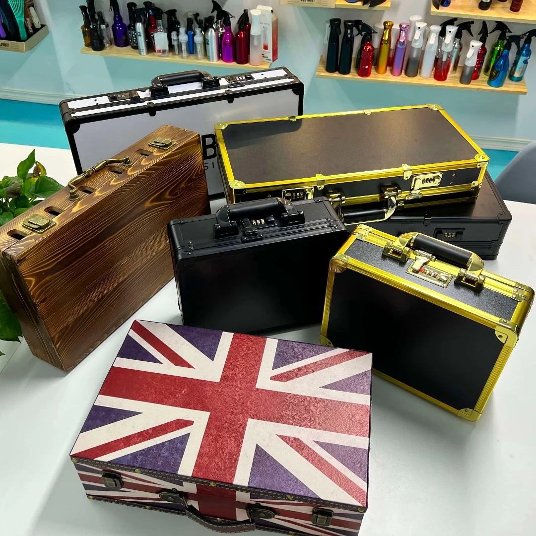 

Barber Tools Storage SuitCase Aluminum Barbershop Suitcase Box With Password Lock Portable Storage Case Could Place Clipper Comb