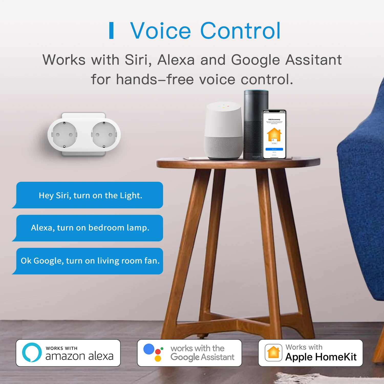 HomeKit 2 in 1 Smart Plug Wifi Dual Outlets EU Socket Remote Voice Control Pack Support Alexa Google Assistant SmartTings |