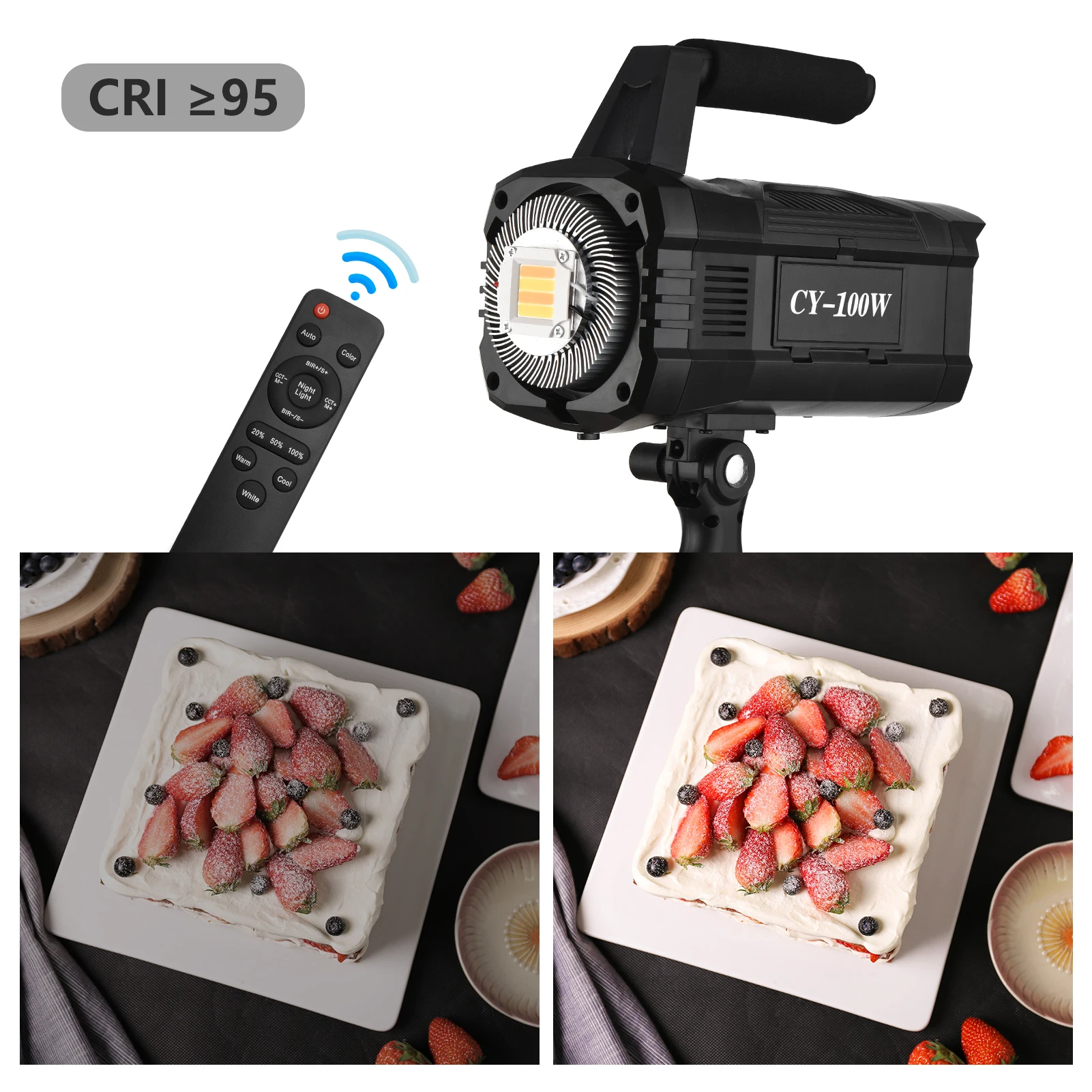 

100W COB Photo Studio LED Video Light Photography Lamp 3000-6000K Dimmable Brightness CRI ≥95 Live Stream Outdoor Shooting