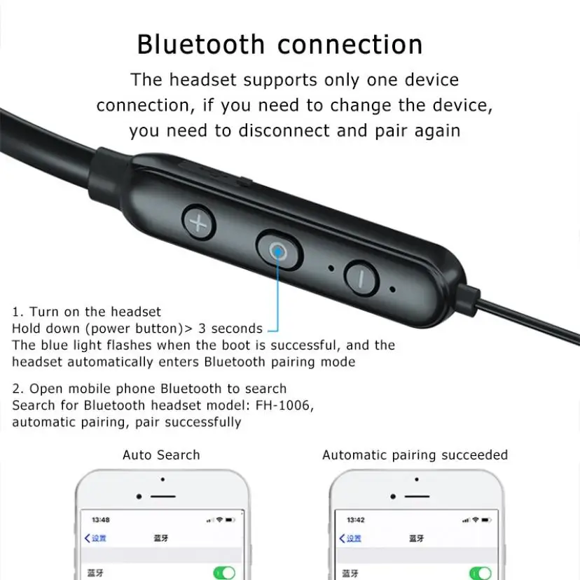 

Dual Dynamic Neckband Bluetooth Earphone Wireless Gaming Headphones 4 Speakers HIFI Stereo Earbuds Bass Sport Waterproof Headset