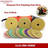 1pcs 34inch 80100mm diamond wet polishing pads discs 50 3000grit granite marble concrete stone tiles grinding polishing tool