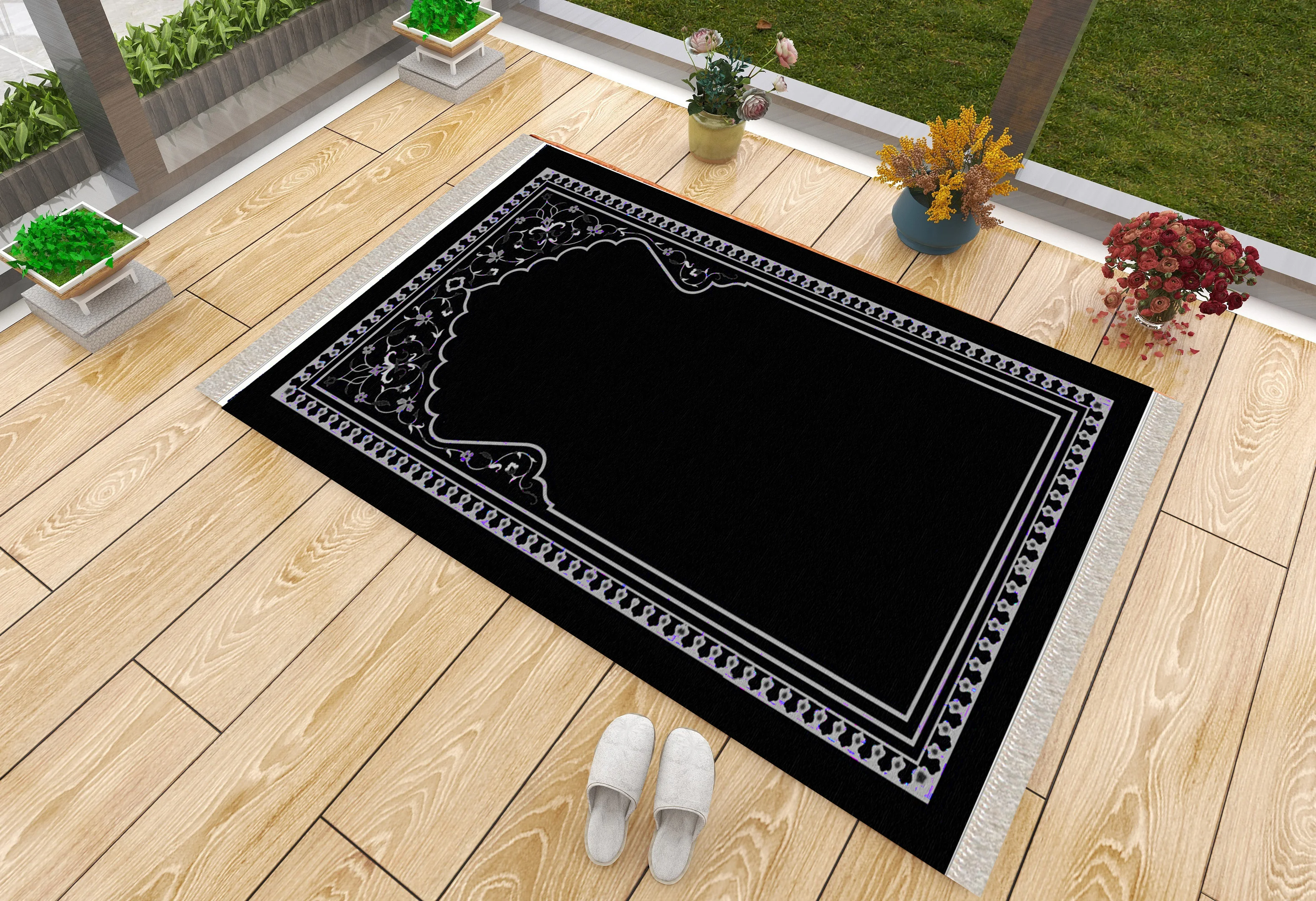 

Роскошный толстый молитвенный коврик черно-белый винтажный нескользящий Мусульманский Исламский джанамаз напольные коврики Молитвенный ...