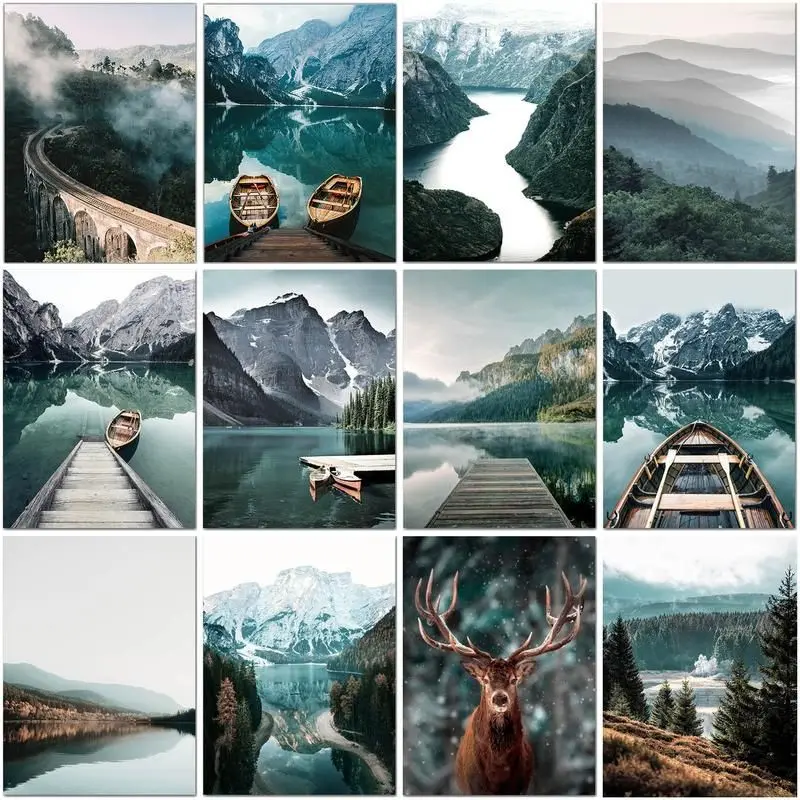 Набор для рисования по номерам на холсте речное дерево |