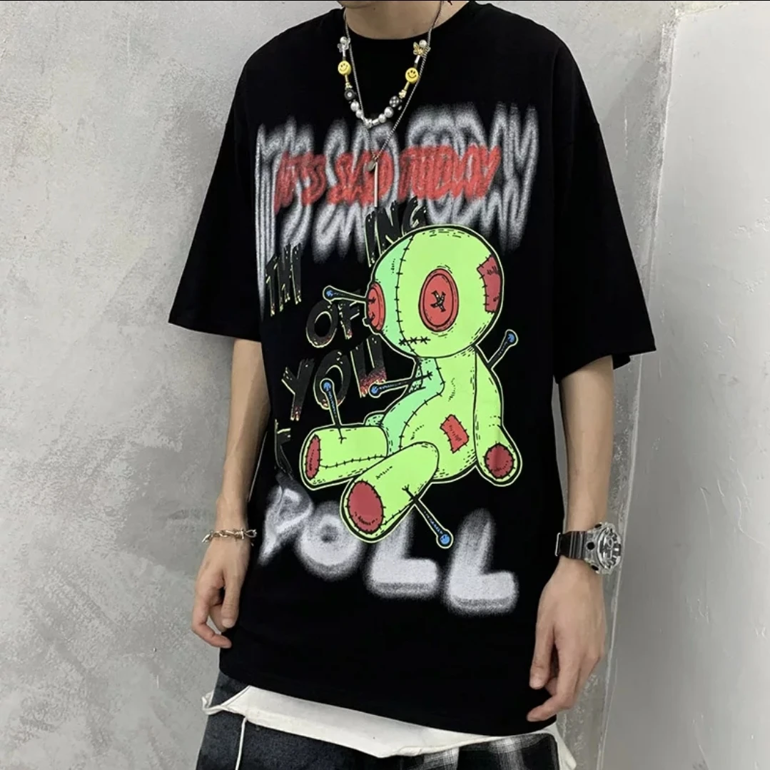 

Graffiti Bear Black Unisex T-shirt Fashion Cotton O Neck Top Female TShirt on Street Trend 2021 New Summer
