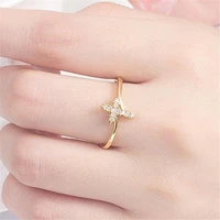 fashion and sophistication gold zircon cross ring ladies simple temperament jewellery for girlfriends gift