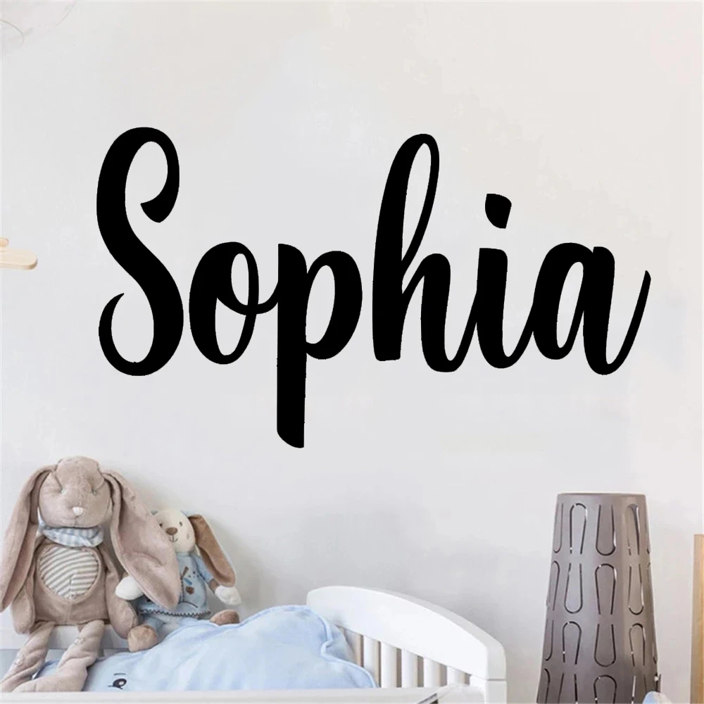 Personalised Script Bespoke Name Wall Stickers Kids Bedroom Murals Vinyl Adhesive Custom Name Made Decals Decor Poster HJ0951