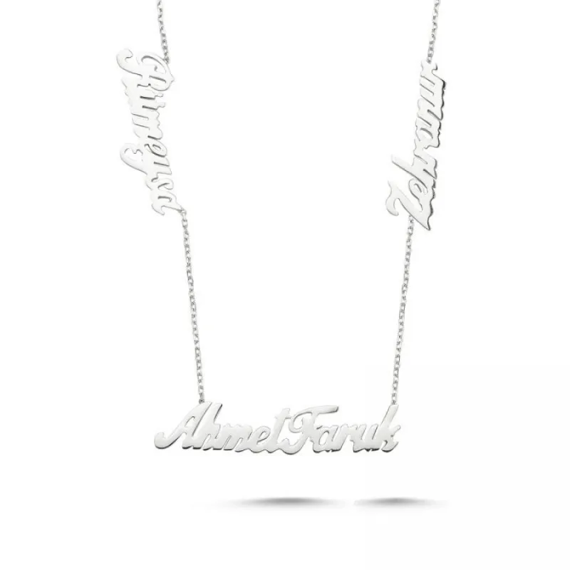 VAOOV 925 Sterling Silver Personalized Three Names Necklace