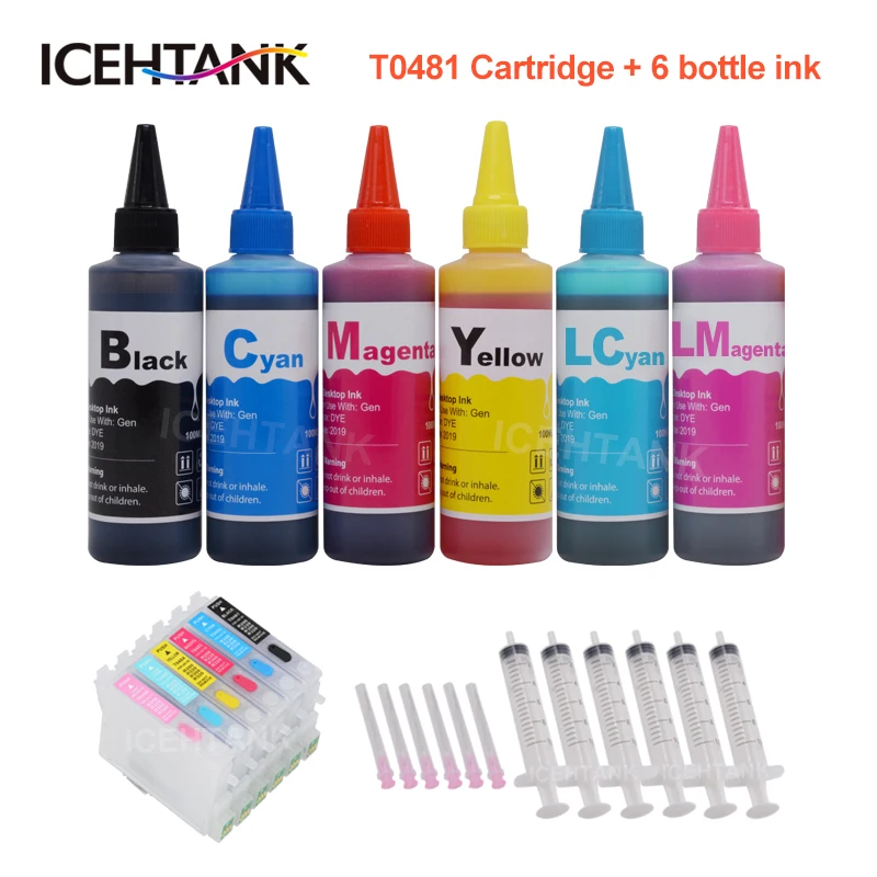 Чернильный картридж ICEHTANK 6 цветов T0481 + × 100 мл набор чернил для принтера Epson Stylus Photo