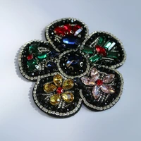 1pc flower embroidered beaded patches for clothing sew on rhinestonen butterfly bee parche appliques decoration badge parche
