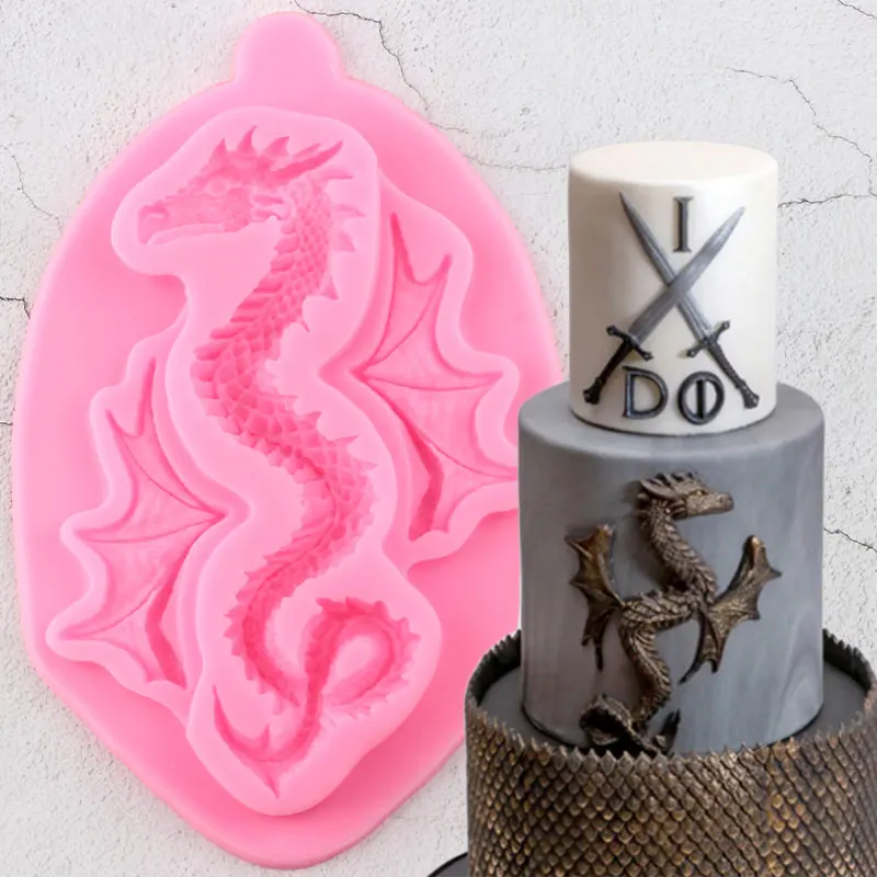 

Силиконовая 3D форма в виде дракона, «сделай сам», формы для помадки, инструменты для украшения тортов, форма для выпечки конфет, шоколада, гл...