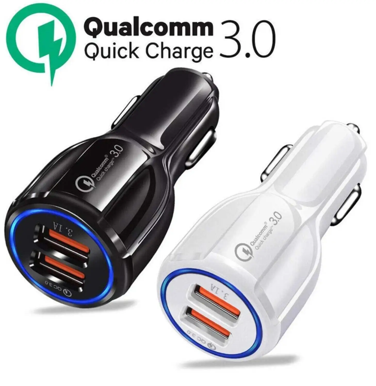 USB мобильный телефон автомобильное зарядное устройство-Qualcom 3,0 Быстрая зарядка+ 1 м Ультра быстрый кабель+ отслеживание груза samsung Iphone