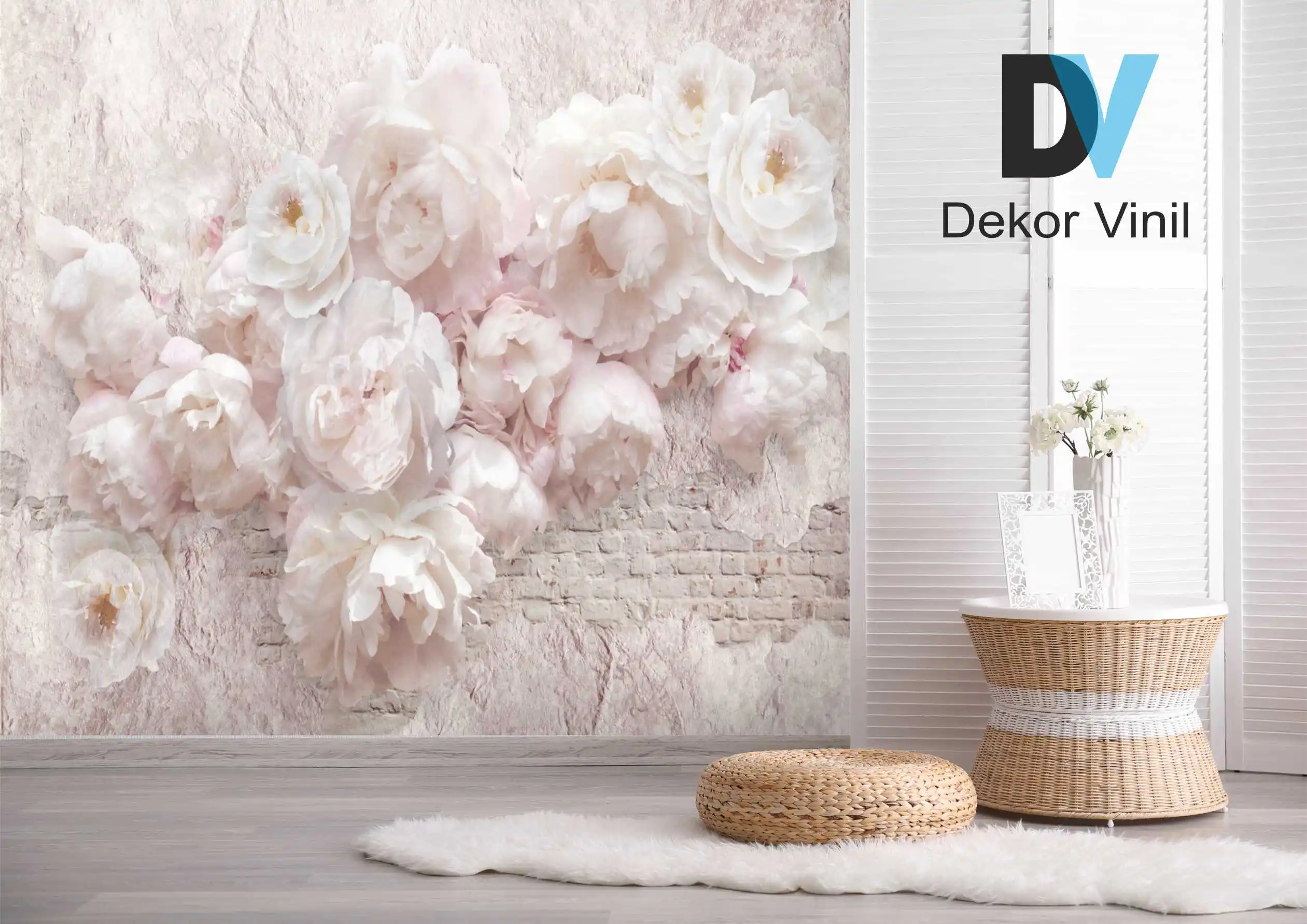 Фотообои Dekor Vinil Пионы на кирпичной стене фотообои цветы пионы кирпич фреска в