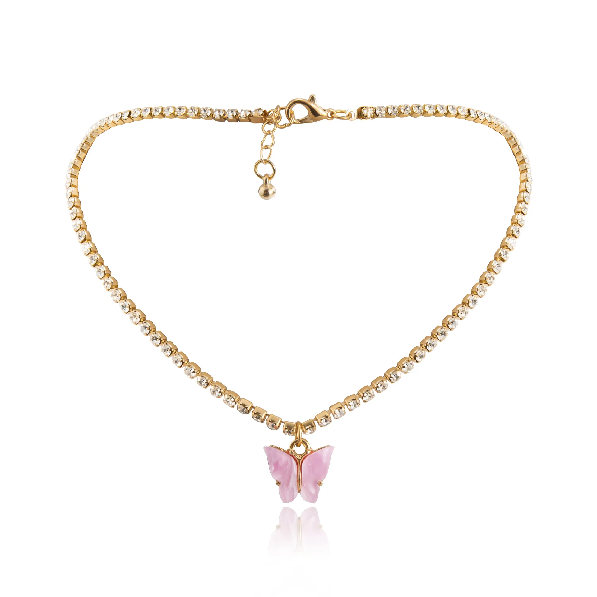 Crystal Butterfly Necklaces Collier Chain Necklace Women Goth Aesthetic Choker Shiny Jewellery Gifts Wholesale | Украшения и