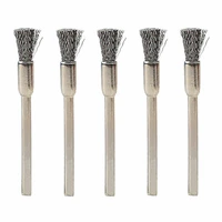5pcsset pencil brushes stainless steel mounted wire wheel mandrel set accessory rotary tools 3 17mm shank mandrel silver