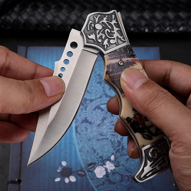 Elk Forest Pattern Outdoor Hunting Knife High Hardness Folding Camping Pocket Gift Collection Tool 1 pcs | Дом и сад