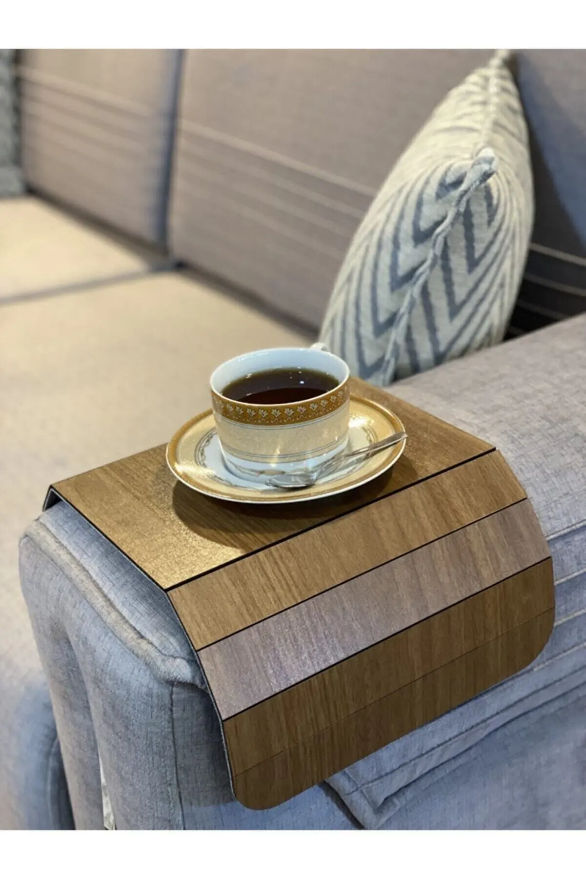 

High quality Seat Edge Wooden Foldable Side Table Placemat Sofa Edge Portable Sofa Tray sofa bench