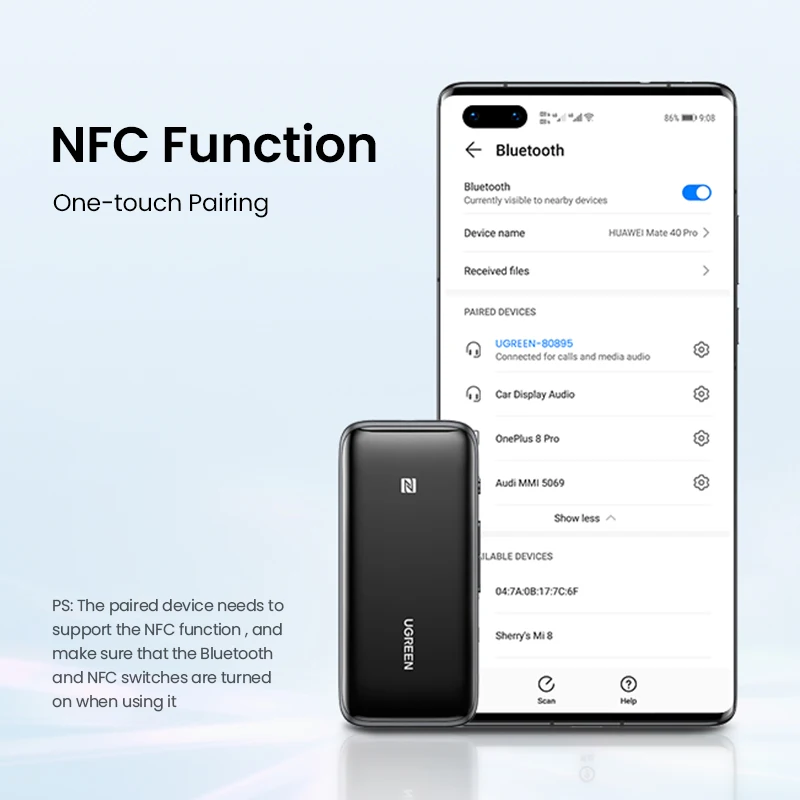 Приемник UGREEN Bluetooth 5 0 USB DAC 3 мм усилитель для беспроводных наушников NFC aptX LL HD QCC3034