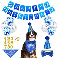 dog birthday party supplies dog birthday bandana with party number hat bowtie happy birthday paw banner balloons for pet puppy