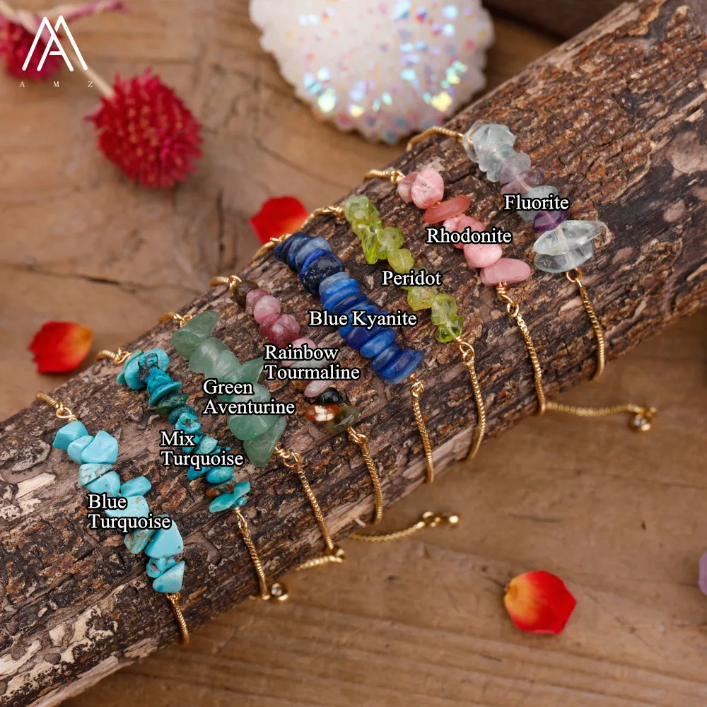 Браслет с золотыми цепочками из минерального камня лечебный браслет кристаллами