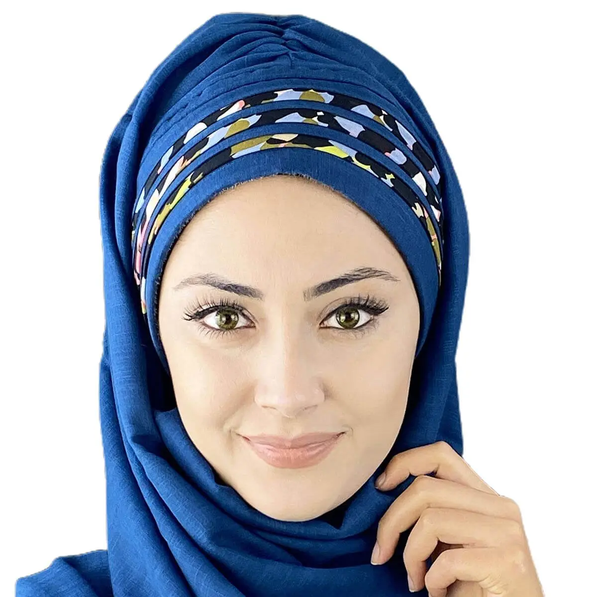 

Blue Print Ready Shawl New Fashion Islamic Muslim Women Scarf 2021 Trend Hijab Which Are Immediately Ready Clothing Hat Bathing Cap Beret scarf
