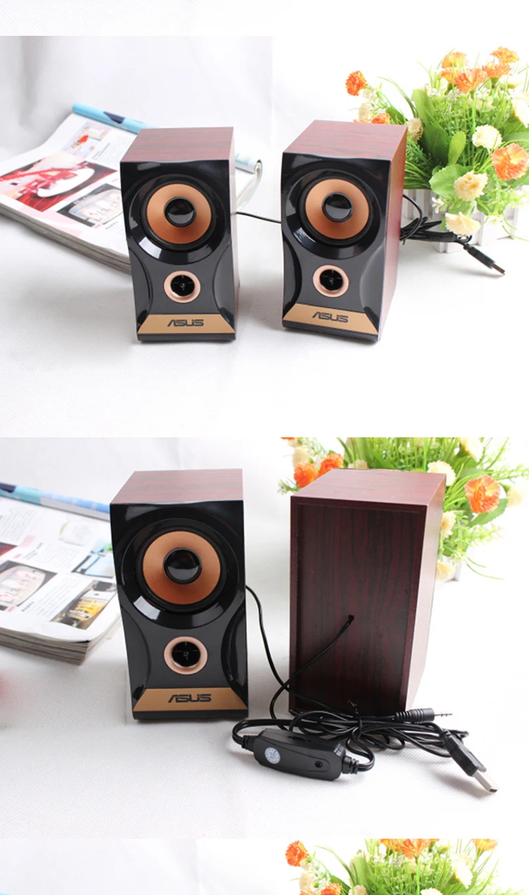 Портативная мини-колонка компьютер планшетофон бас 2 0 деревянная 1 пара - купить